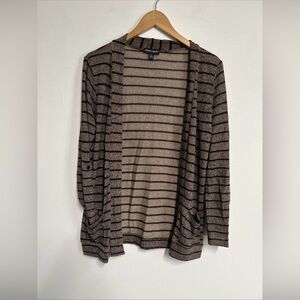 About a Girl Women's Large‎ Open Front Cardigan Striped Stretch Office Career
